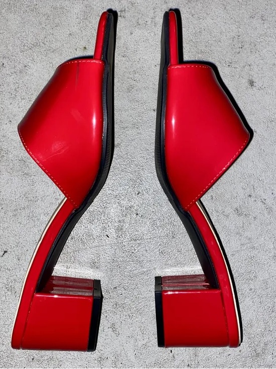 SHEIN Shoes - Red Block Mules Sandals Heels